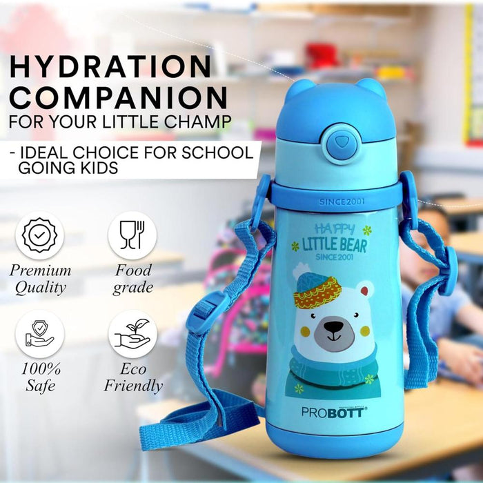 Probott School Champ Sipper Bottle for Kid With Straw & Strap - (370Ml)-LunchBox & Water Bottles-Probott-Toycra