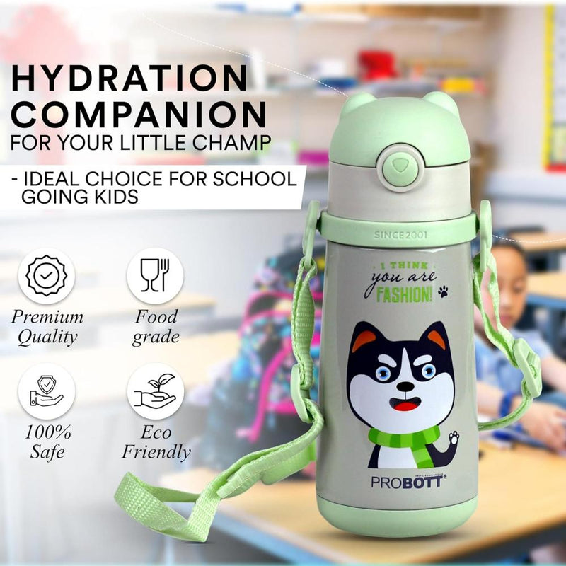 Probott School Champ Sipper Bottle for Kid With Straw & Strap - (370Ml)