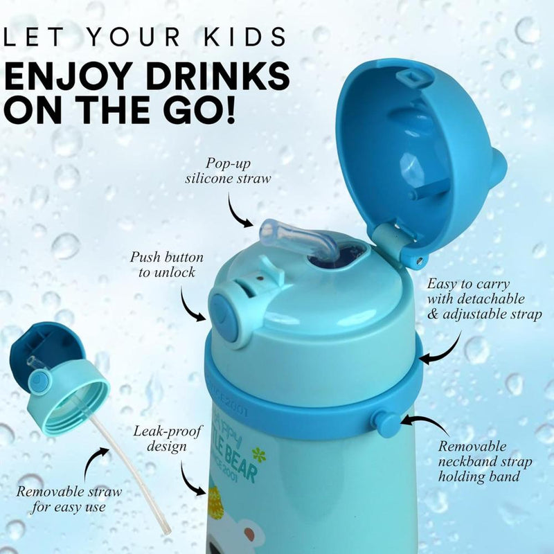 Probott School Champ Sipper Bottle for Kid With Straw & Strap - (370Ml)