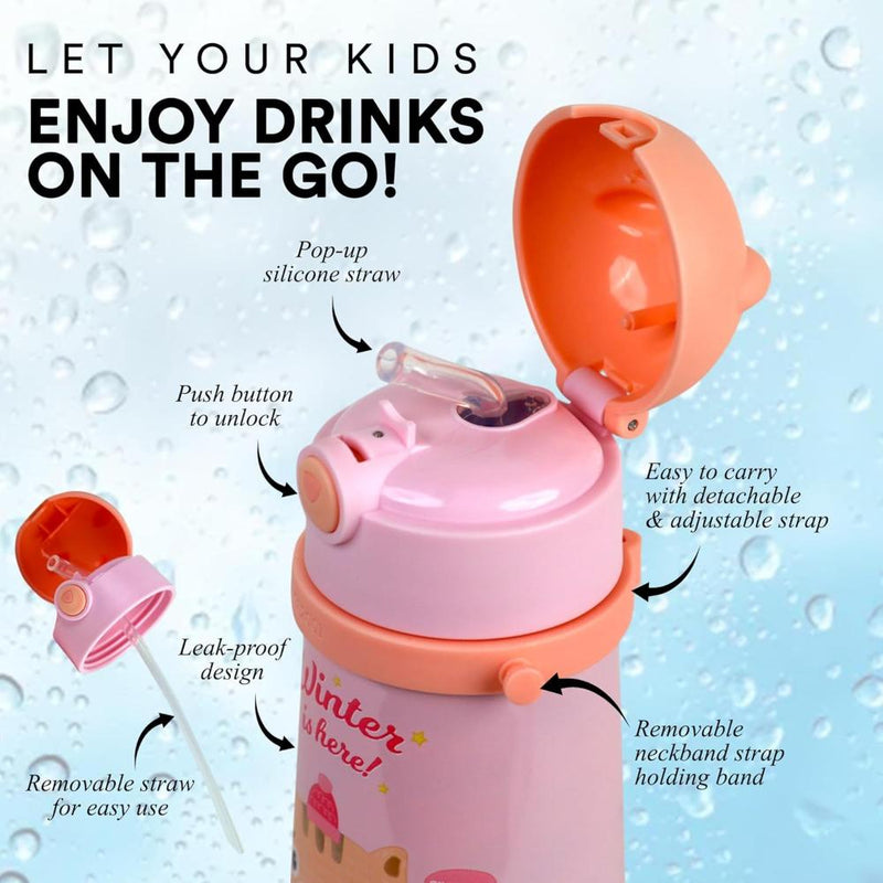 Probott School Champ Sipper Bottle for Kid With Straw & Strap - (370Ml)