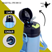 Probott Tom Vacuum Flask Sipper Bottle With Straw & Strap - (500 Ml)