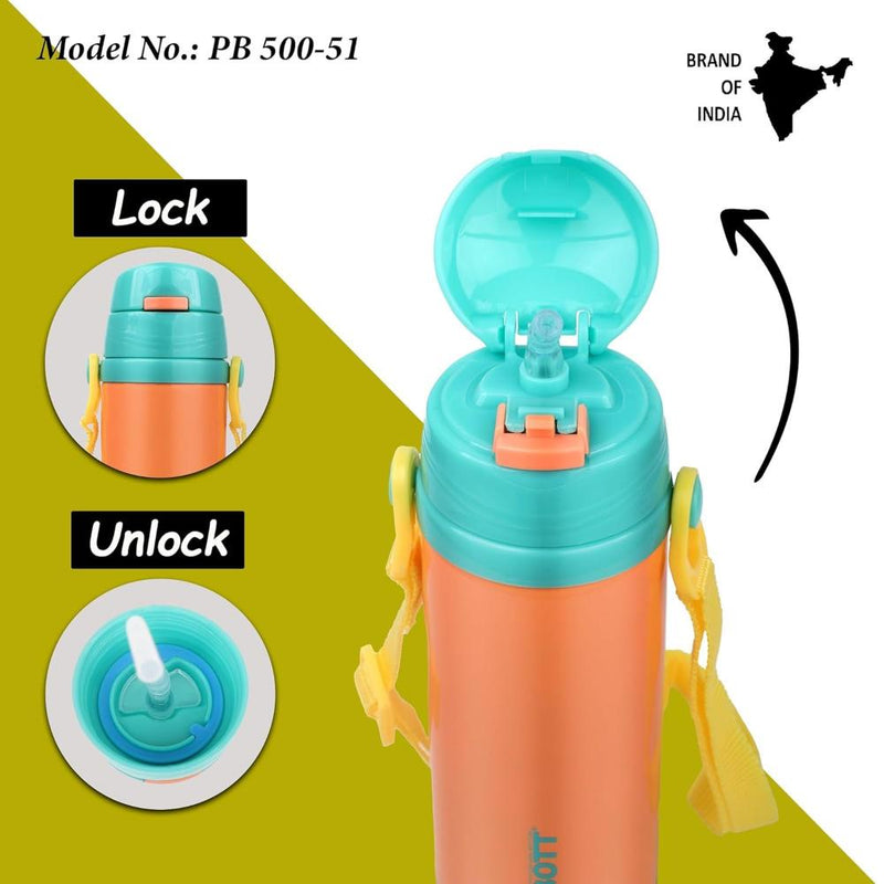 Probott Tom Vacuum Flask Sipper Bottle With Straw & Strap - (500 Ml)