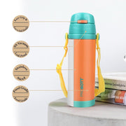Probott Tom Vacuum Flask Sipper Bottle With Straw & Strap - (500 Ml)