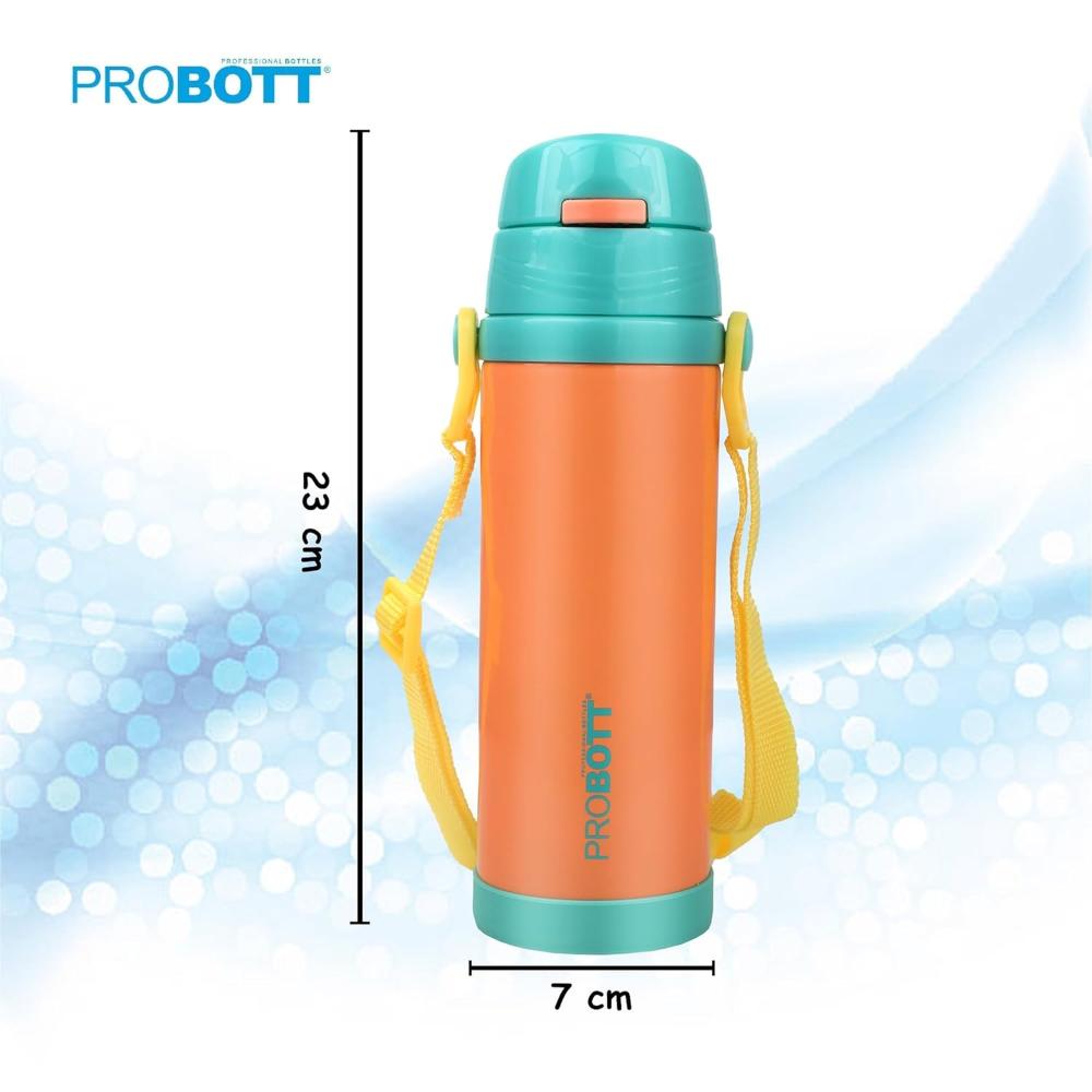 Probott Tom Vacuum Flask Sipper Bottle With Straw & Strap - (500