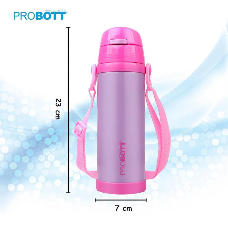 Probott Tom Vacuum Flask Sipper Bottle With Straw & Strap - (500 Ml)