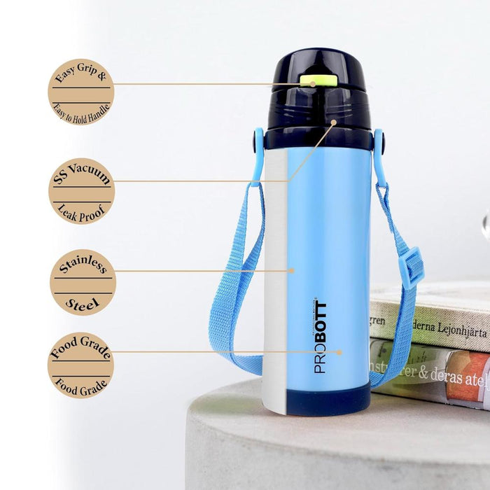 Probott Tom Vacuum Flask Sipper Bottle With Straw & Strap - (500 Ml)-LunchBox & Water Bottles-Probott-Toycra