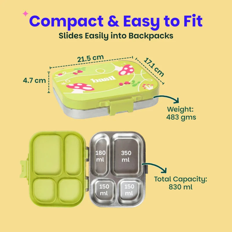Basil Bento Quad 4 Section Lunch Box -830ML