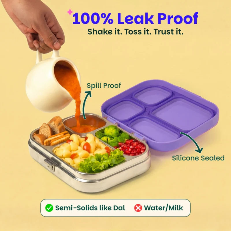 Basil Bento Quad 4 Section Lunch Box -830ML
