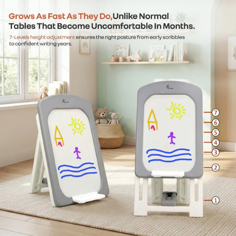 R For Rabbit Little Genius Doodle Kids Whiteboard for Drawing & Learning -Grey White