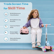 R For Rabbit Road Runner Bunny Scooter For Kids With PU LED Wheels - Pink Blue