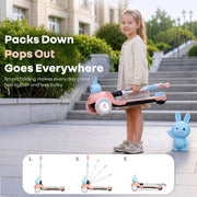 R For Rabbit Road Runner Bunny Scooter For Kids With PU LED Wheels - Pink Blue