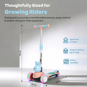 R For Rabbit Road Runner Bunny Scooter For Kids With PU LED Wheels - Pink Blue