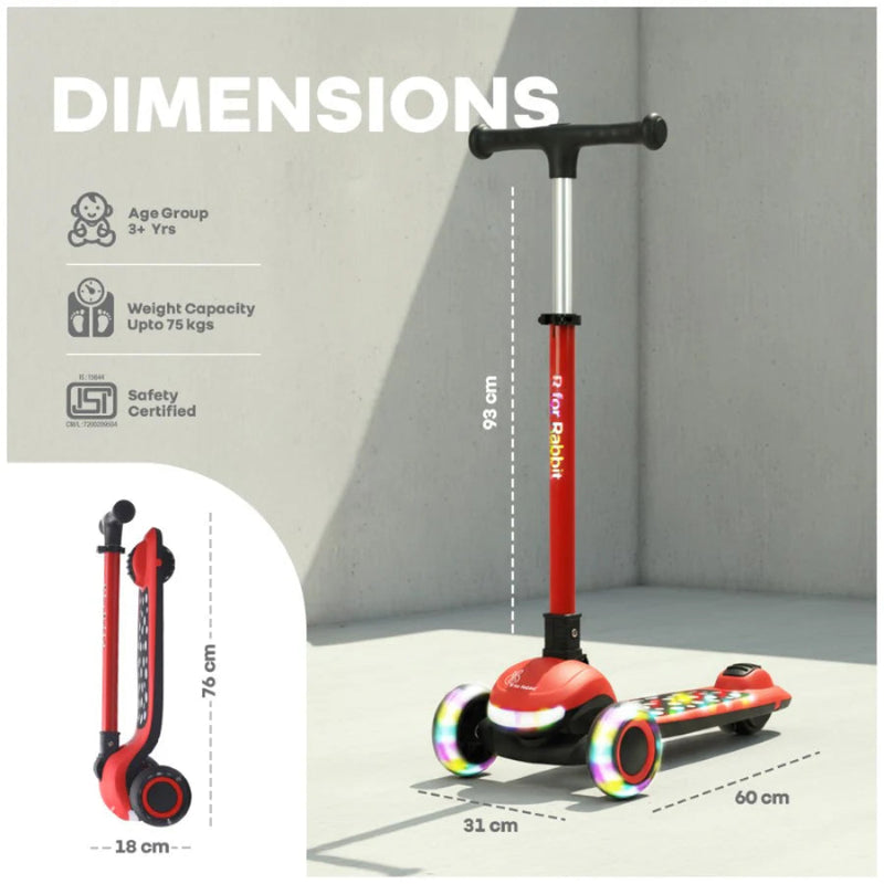 R For Rabbit Road Runner Jazz Scooter for Kids With ABEC7 Bearings, LED PU Wheels & Foldable Frame
