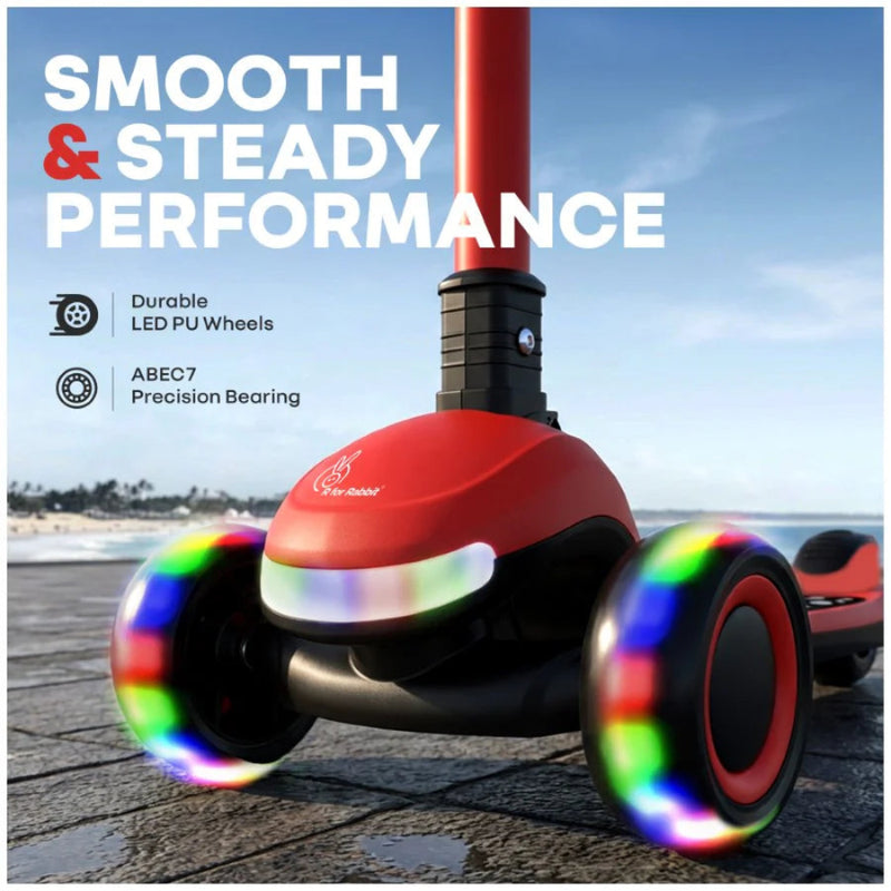 R For Rabbit Road Runner Jazz Scooter for Kids With ABEC7 Bearings, LED PU Wheels & Foldable Frame