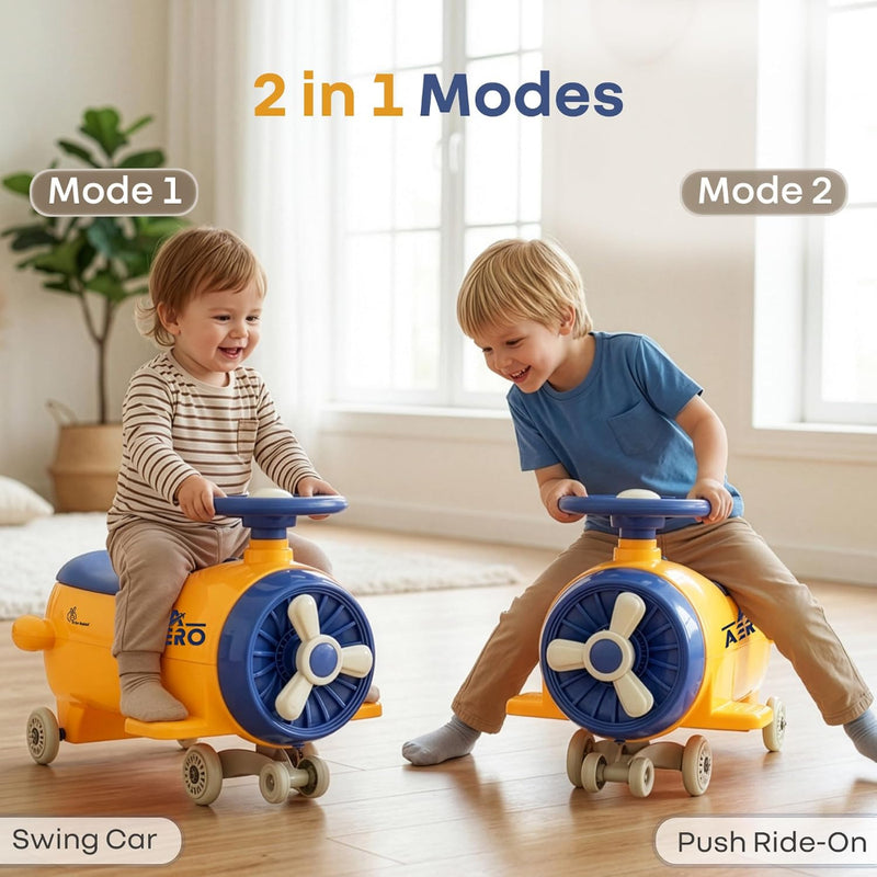 R for Rabbit Iya Iya Aero Ace Swing Car for Kids - Orange Blue