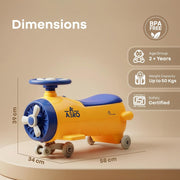 R for Rabbit Iya Iya Aero Ace Swing Car for Kids - Orange Blue