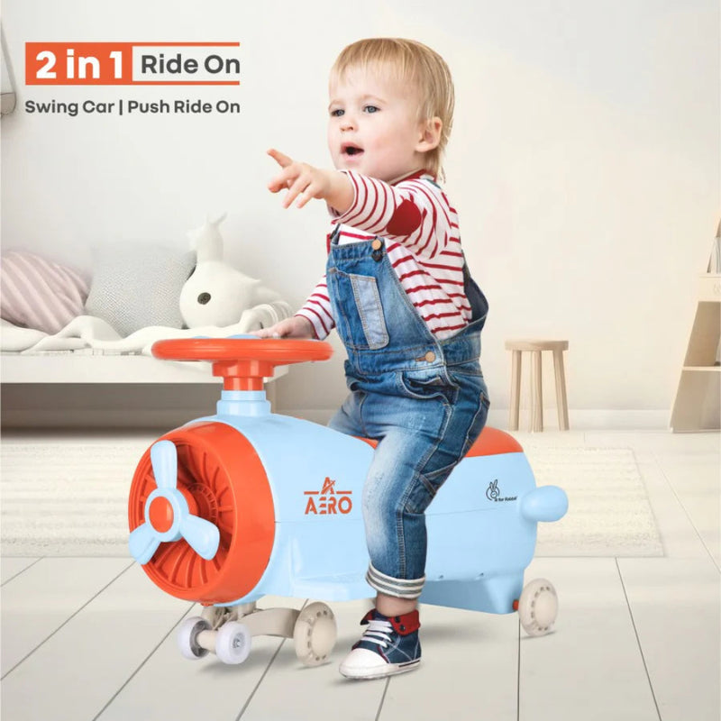 R for Rabbit Iya Iya Aero Swing Car for kids 2 in 1 Ride On - Blue Orange