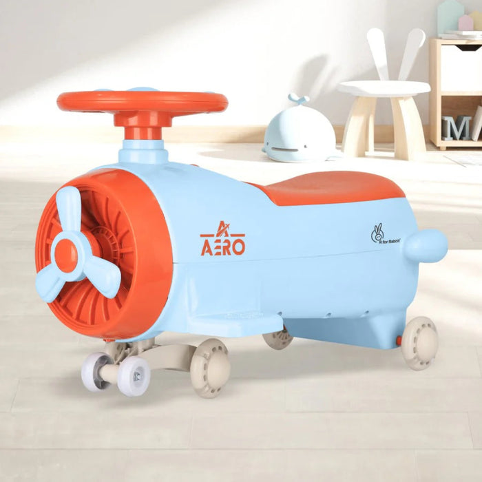 R for Rabbit Iya Iya Aero Swing Car for kids 2 in 1 Ride On - Blue Orange-Ride Ons-R for Rabbit-Toycra