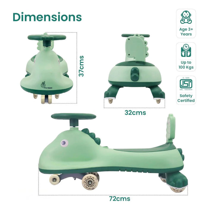 R for Rabbit Iya Iya Dino Kids Swing Car-Ride Ons-R for Rabbit-Toycra