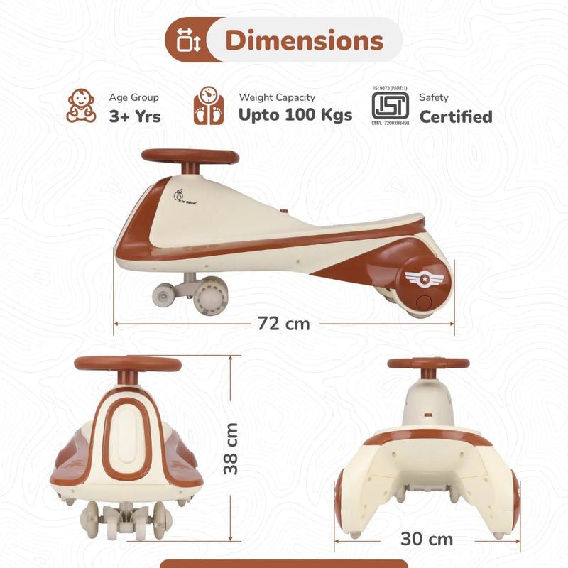 R for Rabbit Iya Iya Sportz Swing Car For Kids - Cream Brown