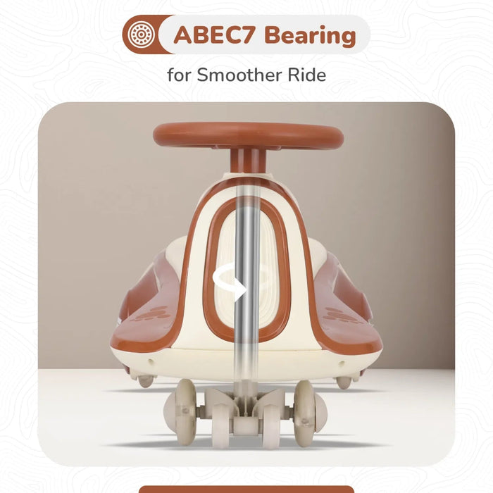 R for Rabbit Iya Iya Sportz Swing Car For Kids - Cream Brown-Ride Ons-R for Rabbit-Toycra