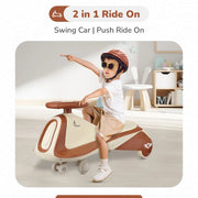 R for Rabbit Iya Iya Sportz Swing Car For Kids - Cream Brown