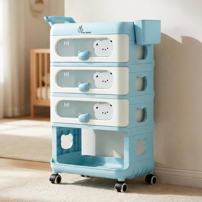 R for Rabbit Kiddo Korner Bear Baby Organiser with Drawers & Wheels