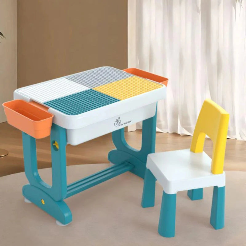 R for Rabbit Little Genius Learner Kids Study Table Set With Chair -Blue White-Furniture-R for Rabbit-Toycra