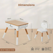R for Rabbit Little Genius Woodland Kids Study Table With Chair