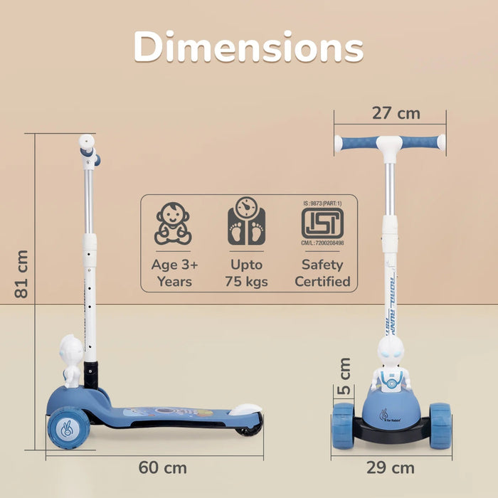 R for Rabbit Road Runner Astro Scooter For Kids With PU LED Wheels-Ride Ons-R for Rabbit-Toycra