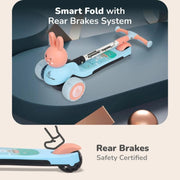 R for Rabbit Road Runner Bunny Scooter For Kids With PU LED Wheels -Blue Peach