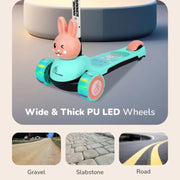 R for Rabbit Road Runner Bunny Scooter For Kids With PU LED Wheels -Green Peach