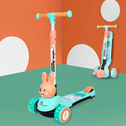 R for Rabbit Road Runner Bunny Scooter For Kids With PU LED Wheels -Green Peach