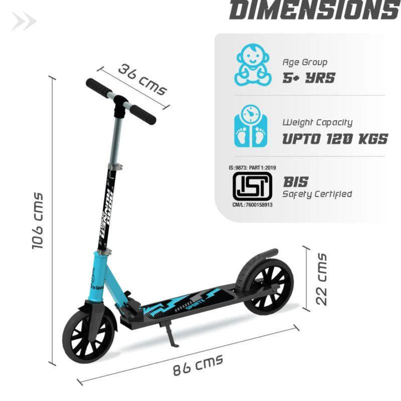 R for Rabbit Road Runner Sportz Scooter - 3 Level Height Adjustment, Easy Fold, Wide Base & Stand