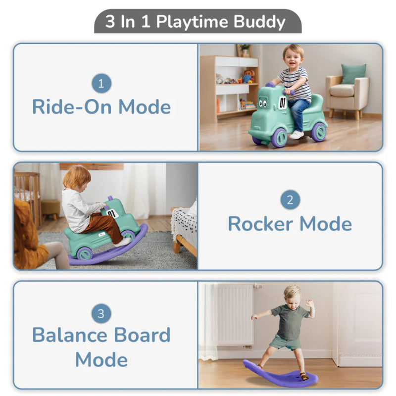 R for Rabbit Rock N Ride 3-in-1 Balance Board, Ride-On & Rocker for Kids