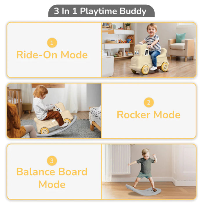 R for Rabbit Rock N Ride 3-in-1 Balance Board, Ride-On & Rocker for Kids-Ride Ons-R for Rabbit-Toycra