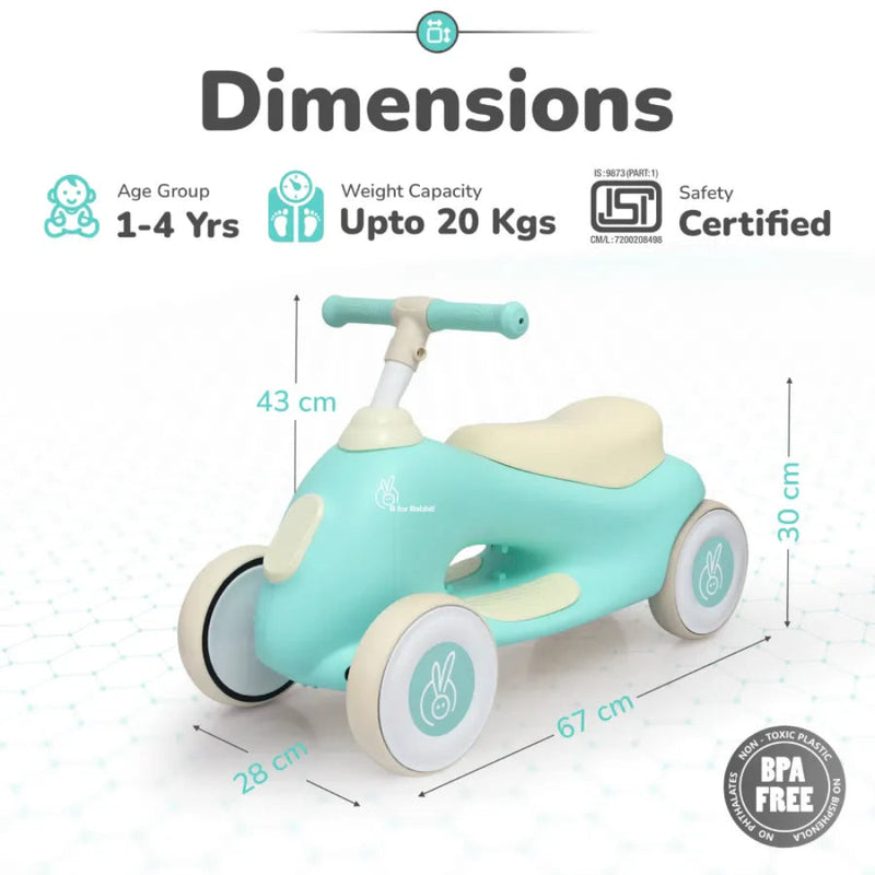 R for Rabbit Speedster Zoomy Push Ride On Car for Kids