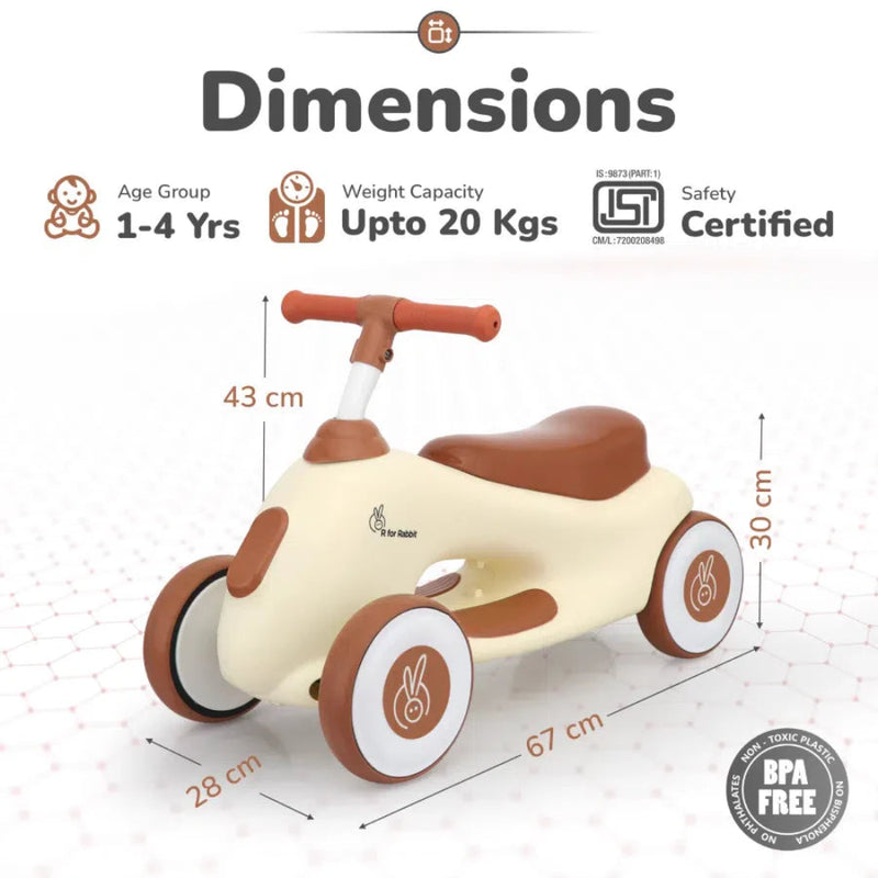 R for Rabbit Speedster Zoomy Push Ride On Car for Kids