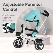 R for Rabbit Tiny Toes T30 Ace Tricycle 3 in 1, Adjustable Parental Control & Canopy, Front & Rear Basket