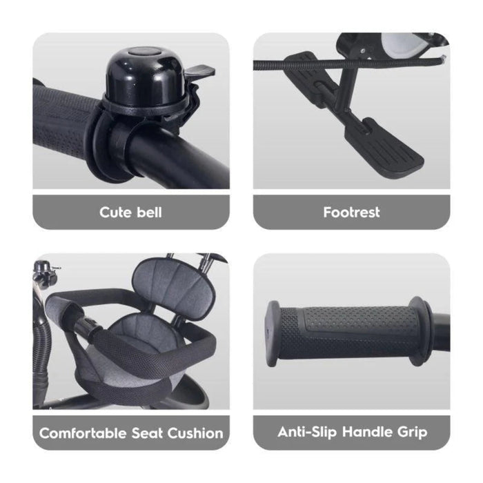 R for Rabbit Tiny Toes T30 Ace Tricycle 3 in 1, Adjustable Parental Control & Canopy, Front & Rear Basket-Ride Ons-R for Rabbit-Toycra