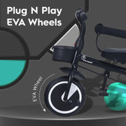 R for Rabbit Tiny Toes T30 Ace Tricycle 3 in 1, Adjustable Parental Control & Canopy, Front & Rear Basket