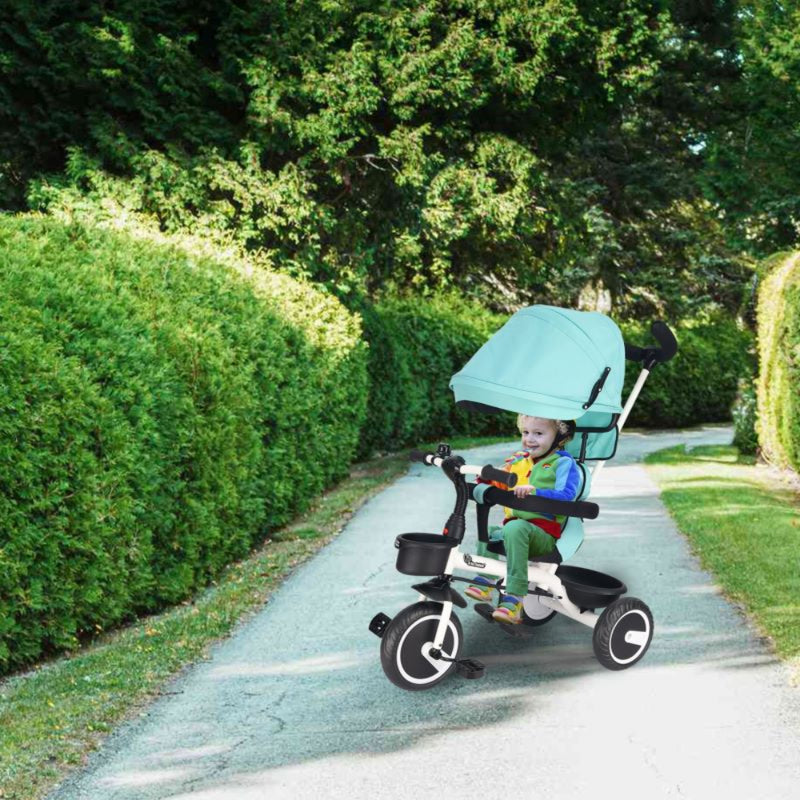 R for Rabbit Tiny Toes T30 Ace Tricycle 3 in 1, Adjustable Parental Control & Canopy, Front & Rear Basket