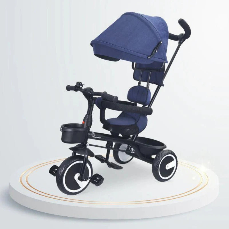 R for Rabbit Tiny Toes T30 Ace Tricycle 3 in 1, Adjustable Parental Control & Canopy, Front & Rear Basket