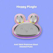 Rabitat Hoppy Playte Anti Skid Stainless Steel Divided Plate -Purple