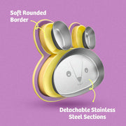 Rabitat Hoppy Playte Anti Skid Stainless Steel Divided Plate -Purple