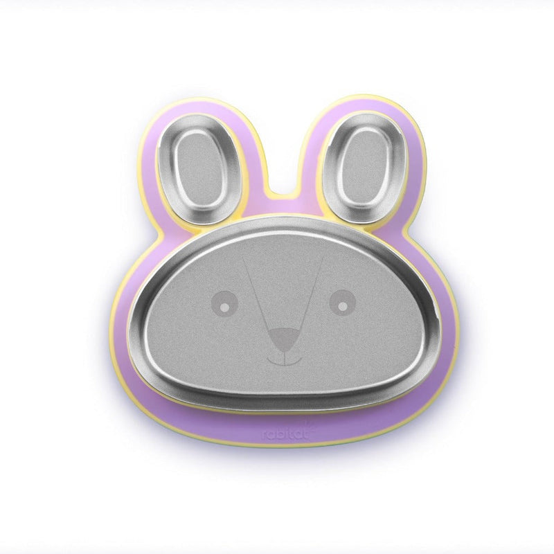 Rabitat Hoppy Playte Anti Skid Stainless Steel Divided Plate -Purple