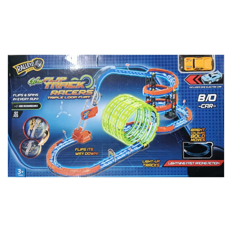 Ralleyz Glow Flip Track Racers Triple Loop Fury -91 pieces