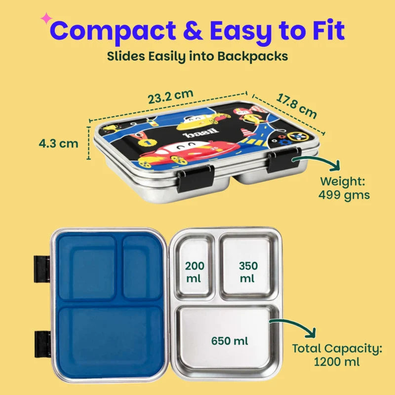 Basil Bento Neo 3 Section Lunch Box-1200ML