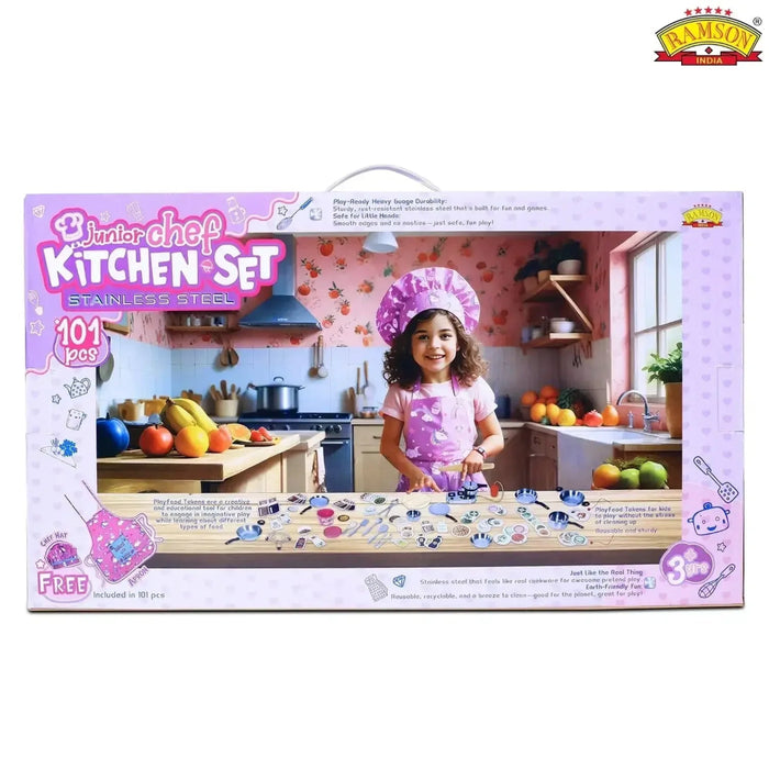 Ramson India Stainless Steel Kids’ Kitchen Playset 101 Piece-Pretend Play-Ramson-Toycra