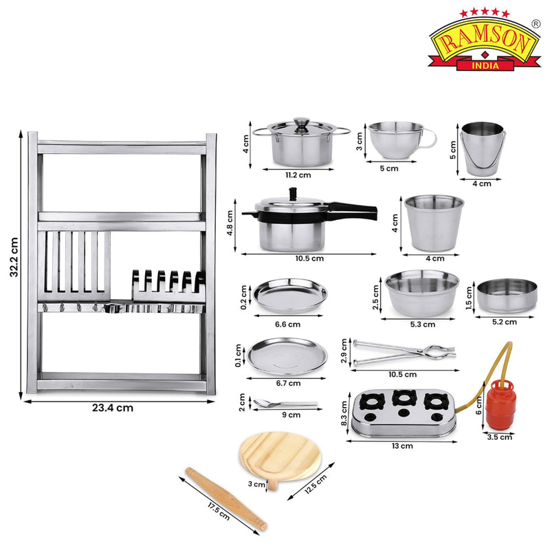 Ramson Stainless Steel Kitchen Playset 34 Pcs